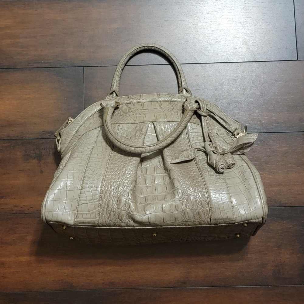 Brahmin Louise Rose RARE Sandalwood Croc Emb Lthr+Roses, Vintage
